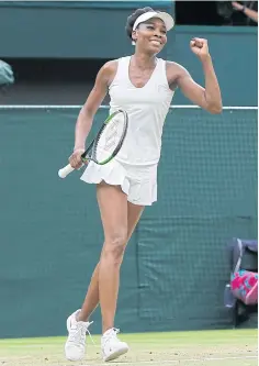  ?? AP ?? Venus Williams celebrates after beating Jelena Ostapenko.