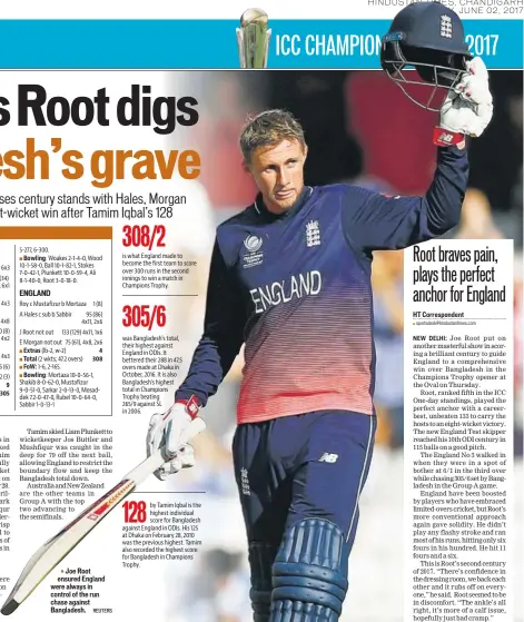  ?? REUTERS ?? Joe Root n ensured England were always in control of the run chase against Bangladesh.