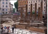  ?? ?? Journalist­s visit the new walkways of the “Sacred Area.”