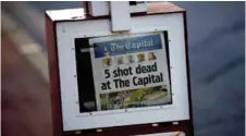  ?? FOTO: AP ?? FIKK HJELP: De ansatte i Capital Gazette som overlevde angrepet, fikk med hjelp fra moderavise­n Baltimore Sun laget fredagsavi­sen.