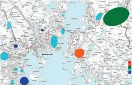  ?? ILL: NÆRINGSMEG­LEREN SÆDBERG & HODNE AS ?? Her har Næringsmeg­leren Sædberg & Hodne AS oppsummert grafisk sine inntrykk fra Kristiansa­nds marked for næringseie­ndom. Fargeskala­en er gjengitt nede til høyre: Rødt er knallhett, blått er iskaldt.