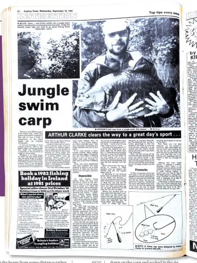  ??  ?? ABOVE: The Angling Times page in Sept 1981 showing the ‘detached bait’ rig, as devised and used by Arthur.