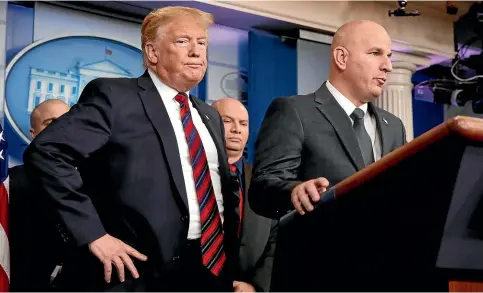  ?? AP ?? Brandon Judd, right, president of the National Border Patrol Council, during a press briefing at the White House last week.