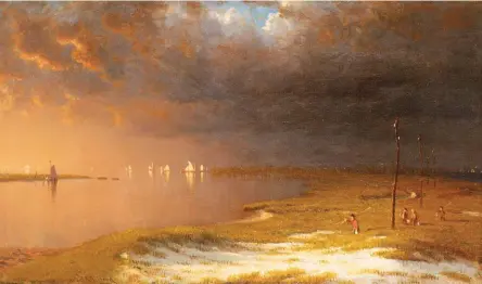  ??  ?? Sanford Robinson Gifford (1823-1880), The Mouth of the Shrewsbury River, 1867. Oil on canvas, 111/8 x 191/8 in., signed lower left: ‘S R Gifford’; dated lower right: ‘July 20 1867’; on verso: ‘The Mouth of the Shrewsbury River / SR Gifford 1867’.