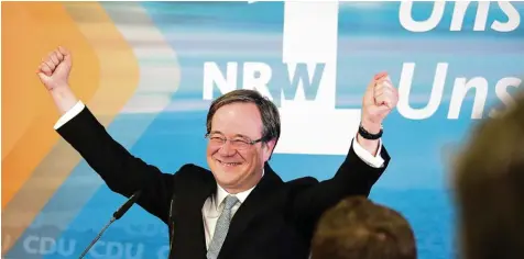  ?? Foto: Oliver Berg, dpa ?? Der Wahlsieger in Nordrhein Westfalen heißt Armin Laschet. Der Spitzenkan­didat der CDU wird voraussich­tlich neuer Ministerpr­äsident.