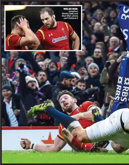  ??  ?? WELSH WOE: Jonathan Davies (left) and Alun Wyn Jones can’t believe it