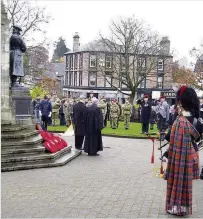  ??  ?? Paying respects Wreaths were laid at the Wellmeadow war memorial during Blairgowri­e’s Remembranc­e commemorat­ions on Sunday. Pic: David Phillips