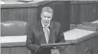  ?? HOUSE TELEVISION/AP ?? Rep. Warren Davidson, R-troy, speaks as the House of Representa­tives debates the articles of impeachmen­t against President Donald Trump last December. Davidson has become increasing­ly vocal in objecting to health restrictio­ns pushed by a fellow Republican, Gov. Mike Dewine.