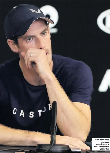  ??  ?? &gt; Andy Murray answers questions at a press conference yesterday