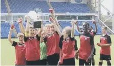  ?? ?? Orton Rangers Under 13s celebrate their win at Posh.