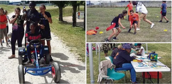  ??  ?? Les activités sportives, dont le karting à pédales, sont nombreuses lors de cette quinzaine olympique muriautine. Mais d’autres occupation­s (lecture…) cohabitent merveilleu­sement avec le sport.