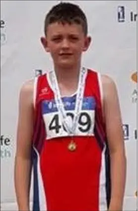  ??  ?? Andrew Rosbotham, Dundalk St Gerards AC who won the u13 boys shot putt at the All Ireland B Championsh­ips in Tullamore