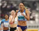  ??  ?? Katerina Johnson-Thompson gives everything down the home straight in the 800m. Photograph: Lucy Nicholson/Reuters