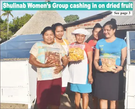  ?? (DPI photo) ?? Members of the Shulinab Women’s Group with samples of the dried fruit