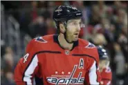  ?? NICK WASS — THE ASSOCIATED PRESS ?? Washington Capitals defenseman Brooks Orpik (44) stands on the ice during the first period of an NHL hockey game against the St. Louis Blues, Monday in Washington.