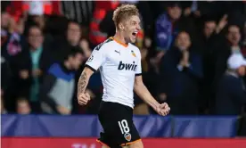  ?? Photograph: TF-Images/Getty Images ?? Daniel Wass celebrates scoring the equaliser.