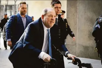  ?? John Minchillo / Associated Press 2020 ?? Harvey Weinstein arrives at a New York courthouse in 2020. A New York appeals court has upheld Weinstein’s sex crimes conviction. The accusation­s led to the #MeToo movement.