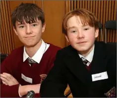  ??  ?? Oisín Tiernan and Leonard Gaul from St Peter’s College.