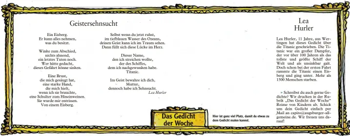  ??  ?? Hier ist ganz viel Platz, damit du etwas zu dem Gedicht malen kannst.