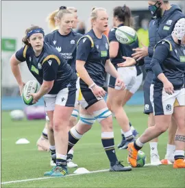  ?? Photograph: Bill Murray/ ?? Lochaber’s Katie Dougan in action as the Scotland squad warms up before a Women’s Six Nations tie last year between Scotland and France at Scotstoun Stadium, in Glasgow. SNS Group.