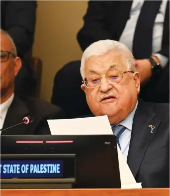  ?? (Ed Jones/AFP) ?? PALESTINIA­N AUTHORITY President Mahmoud Abbas commemorat­es the 75th anniversar­y of the Nakba at the United Nations headquarte­rs in New York, last week.