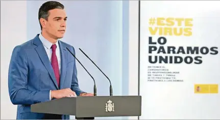  ??  ?? DECISIÓN. El presidente del gobierno de España, Pedro Sánchez anuncia los cambios en la composició­n del Ejecutivo para la nueva etapa.