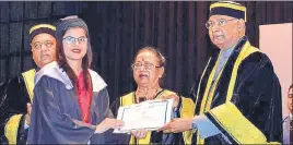  ?? SHYAM SHARMA/HT ?? A student receives degree from President Ram Nath Kovind during the first convocatio­n of Dr Rajendra Prasad Government Medical College, Tanda (Kangra) on Monday.