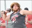  ?? RICK PECK/ SPECIAL TO MCDONALD COUNTY PRESS ?? Elliott Wolfe finished eighth in the shot put at the sectional track and field championsh­ips held May 19 at Carthage High School.