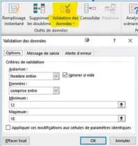  ??  ?? L’accès à la validation des données se fait par ce menu dans l’onglet Données.