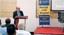  ?? ?? Lanka Spice Chairman Nalin Pathikirik­orale delivering his speech at the Royal College Old Hostellers Associatio­n event