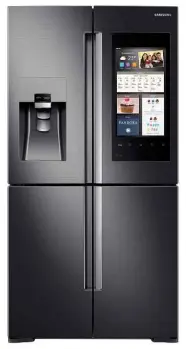  ??  ?? LEFT The nav buttons under the screen on the Samsung Family Hub fridge-freezer give away its Android origins