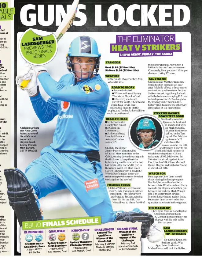  ??  ?? Adelaide Strikers star Alex Carey looms as one of his side’s most important players. Inset: Jimmy Peirson. Main picture: GETTY IMAGES