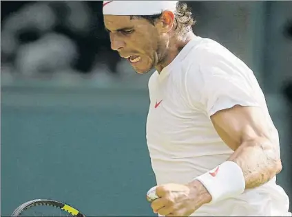  ?? FOTO: AP ?? Rafa Nadal, de regreso a cuartos de Wimbledon siete años después. Quiere una sexta semifinal en su balance en el torneo