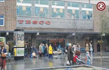  ??  ?? The Tufton Centre in 1975, showing the opening day of the Tesco Home and Wear store. It boasted the biggest food-selling floor space in the town centre at the time and contained a comprehens­ive home and wear department upstairs.