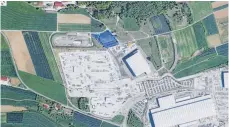  ?? FOTO: STADT ?? Auf der blau gekennzeic­hneten Fläche könnte der neue Messplatz des LiebherrWe­rks Ehingen entstehen.