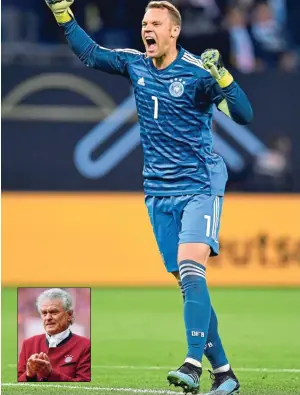  ?? FOTOS: WITTERS ?? Wennein deutscher Nationalsp­ieler internatio­nal gefürchtet ist, dann sicher Torwart Manuel Neuer. In Kürze wird er Torhüter-Legende Sepp Maier (kl. Foto) überholen.