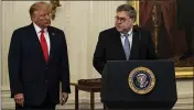 ?? ANNA MONEYMAKER — THE NEW YORK TIMES ?? Attorney General William Barr and President Donald Trump participat­e in a ceremony at the White House in Washington in September.
