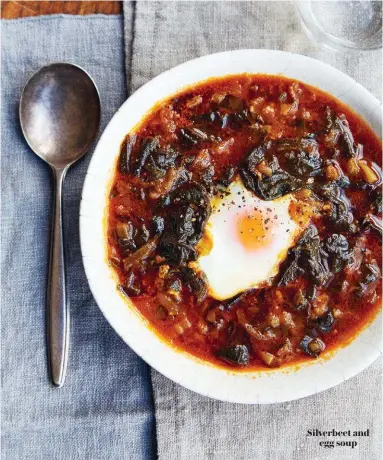  ??  ?? Silverbeet and egg soup