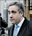  ?? PETER FOLEY/BLOOMBERG NEWS ?? Michael Cohen was sentenced Wednesday to three years in federal prison after pleading guilty to several charges, including campaign finance violations and lying to Congress.