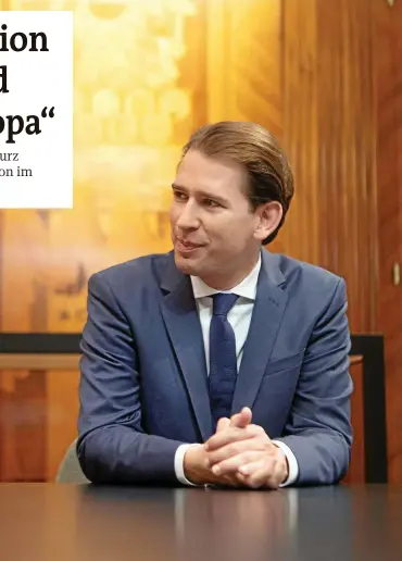  ?? FOTOS: ALEX HALADA (2) ?? „Ich verstehe nicht, warum uns irgendjema­nd vorschreib­en sollte, wie viele Flüchtling­e wir aufzunehme­n haben“: Sebastian Kurz beim Interview im Bundeskanz­leramt in Wien.