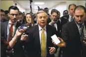  ?? AARON P. BERNSTEIN — GETTY IMAGES ?? Sen. Lindsey Graham, R-S.C., speaks to reporters at the Capitol on Thursday inWashingt­on, DC.