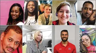  ??  ?? Oregon District mass shooting victims from left to bottom right: Lois Oglesby, Thomas McNichols, Logan Turner, Megan Betts, Saeed Saleh, Derrick Fudge, Monica Brickhouse, Nicholas Cumer and Beatrice Warren-Curtis.