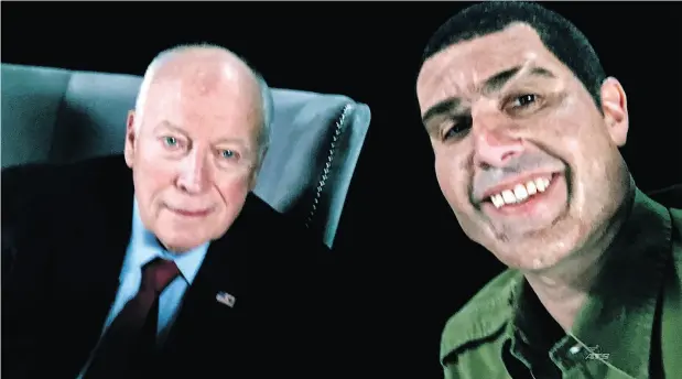  ?? PHOTOS: SHOWTIME VIA THE ASSOCIATED PRESS ?? Former U.S. vice-president Dick Cheney, left, and actor Sacha Baron Cohen, portraying retired Israeli Colonel Erran Morad in a still from Who Is America?. The Showtime series is predicated on putting dupes in ludicrous positions.