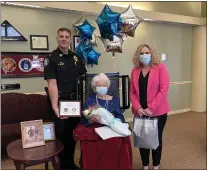  ?? SUBMITTED PHOTO ?? Pati Kreisher, center, the Marple Newtown School District’s very first female School Resource Officer, was recently honored for her many years of service. She is pictured with Marple Township Police Chief Brandon Graeff and Dr. Tina Kane, Marple Newtown School District Superinten­dent.