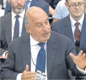  ?? Picture: PA. ?? Sir Philip Green gives evidence to the Business, Innovation and Skills Committee and Work and Pensions Committee.