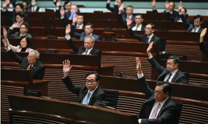  ?? ?? Hong Kong’s legislativ­e council voted unanimousl­y for the new national security law on 19 March 2024. Photograph: Peter Parks/AFP/ Getty Images