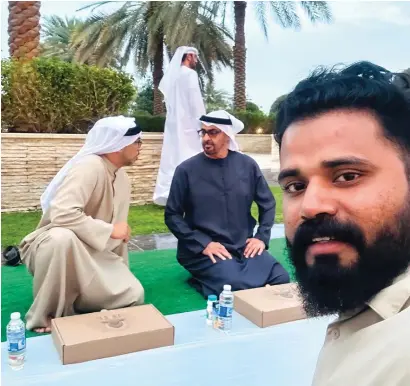  ?? ?? UAE President Sheikh Mohamed bin Zayed Al Nahyan at the Sheikh Zayed Grand Mosque on Sunday.