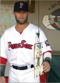  ?? File photo by Louriann Mardo-Zayat / lmzartwork­s.com ?? Red Sox second baseman Dustin Pedroia didn’t play in Tuesday’s PawSox win because of slick conditions at McCoy.