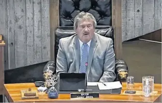  ?? CONTRIBUTE­D ?? Councillor-at-large Sandy Hickman led Tuesday’s St. John’s city council meeting in the absence of Mayor Danny Breen, who was unable to attend.