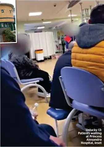  ?? ?? Unlucky 13: Patients waiting at Princess Alexandra Hospital, inset